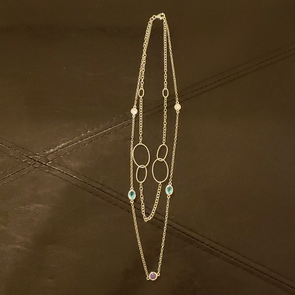 NWOT 10 grams 925 sterling silver necklace gemstones